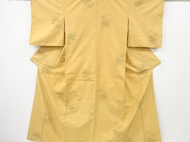 扇模様織出し手織り紬着物